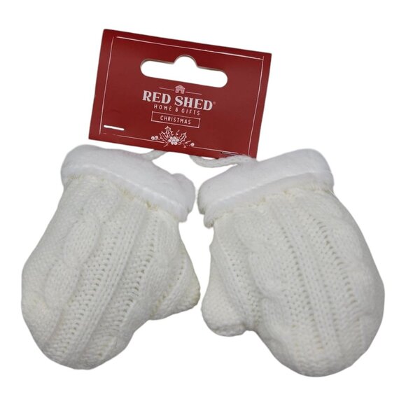 Red Shed Knit Mittens Ornament Christmas Tree Ornament White Christmas Decor - Picture 1 of 8
